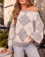 Changing Seasons Knit Argyle Sweater