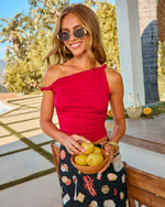 Red % Rosabelle Twist Off The Shoulder Top-6