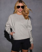 Heather Grey % Woah Pocketed Cotton Blend Mock Neck Sweatshirt-1