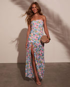 Luxe Aura Strapless Floral Maxi Dress