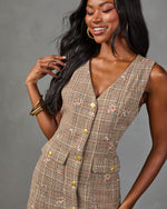 Darling Rosebud Floral Plaid Mini Dress