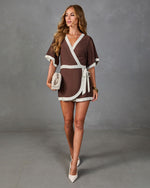 Ivy Courtyard Contrast Trim Wrap Tie Romper