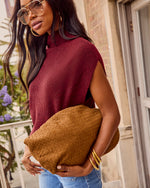 Lucia Woven Faux Suede Knotted Shoulder Bag