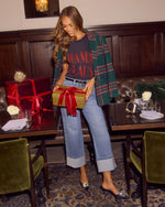 Green % Eve Pocketed Plaid Blazer-2