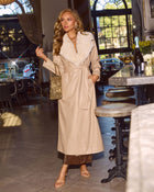 Favie Vegan Leather Faux Fur Collar Trench Coat