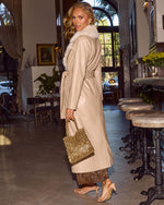 Favie Vegan Leather Faux Fur Collar Trench Coat