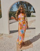 Pink Floral % Modern Day Glam Printed One Shoulder Asymmetrical Maxi Dress-1