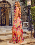 Carlita Ruffle Printed Cutout Maxi Dress