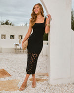 Black % Serenade Me Lasercut Knit Midi Dress-1