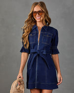 Gessi Denim Waist Tie Mini Dress