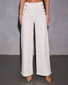 Loranne High Waisted Button Accent Flare Pants