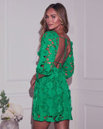 Kelly Green % Paulette Floral Crochet Lace Mini Dress-4