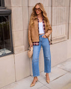 Genovah Distressed Leather Bomber Jacket