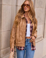 Genovah Distressed Leather Bomber Jacket