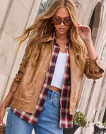 Genovah Distressed Leather Bomber Jacket