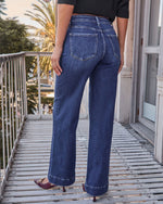 Dark Wash % Rugged Charm Stretch High Rise Wide Leg Jeans-4