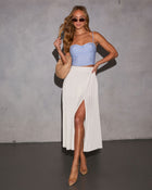 White % Lowen Pleated Maxi Skirt-1