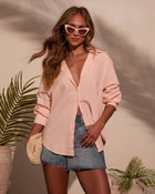 Neon Peach % Bettie Striped Button Down Top-1