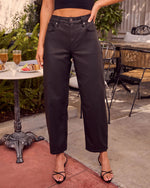Crista Stretch High Rise Coated Barrel Jeans