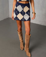 Heritage Grid Knit Argyle Mini Skirt