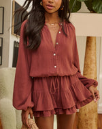 Dark Brown % Goldie Skirt Overlay Romper-5