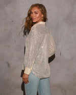 Namara Sequin Embellished Collar Top