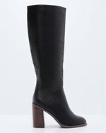 Black % Always Here Block Heel Knee High Boots-6