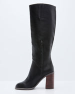 Black % Always Here Block Heel Knee High Boots-4