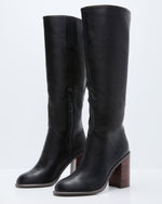 Black % Always Here Block Heel Knee High Boots-2