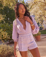 Lilac % Limon High Rise Tailored Tweed Shorts-5