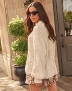 Britlyn Mock Neck Cable Knit Sweater