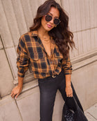 Plaid % Petaluma Cotton Blend Plaid Button Down Top-1