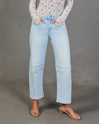 Light Wash % Free Cove Super Stretch High Rise Barrel Jeans-1