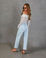 Light Wash % Free Cove Super Stretch High Rise Barrel Jeans-4