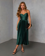 Hunter Green % Aleina Fit And Flare Midi Dress-1