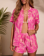 Wishful Bloom Tropical Print Button Down Top