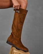 Chic Fix Faux Suede Buckle Boots