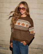 Pumpkin Picking Knit Graphic Sweater