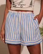 Off-White/Blue % Rosalie Striped Boxer Short-1