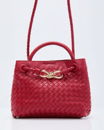 Red % Vita Woven Bow Detail Crossbody Bag-3