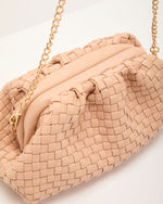 Natural % Janice Woven Leather Pouch Clutch-5