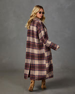 Prep Social Double Breasted Plaid Longline Coat