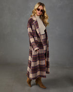 Prep Social Double Breasted Plaid Longline Coat
