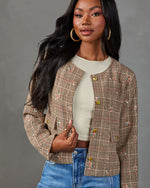 Darling Rosebud Floral Plaid Blazer