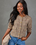 Darling Rosebud Floral Plaid Blazer