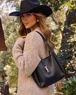 Black % Sharah Vegan Leather Tote-1