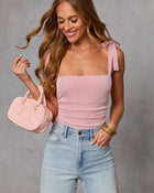 Senia Ruched Shoulder Tie Bodysuit