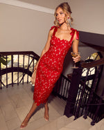 Red % Warm Intentions Lace Midi Dress-3