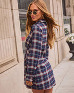 Ellera Plaid Wrap Tie Shirt Dress