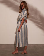 falling sun midi dress Falling Sun Striped Midi Shirt Dress VICI